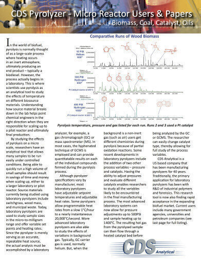 Using Pyrolysis as a Laboratory Tool to Save Time And Money in Biofuel Analysis
