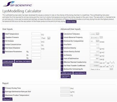 Powerful Software Utility for Modelling Freeze Drying Cycles  