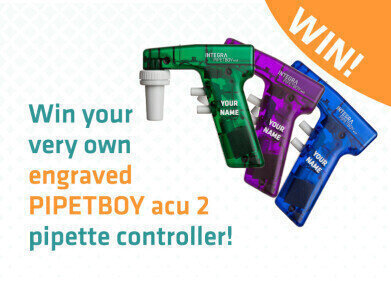 Win 1 of 3 personalized, engraved PIPETBOY acu 2 pipette controllers and bring individuality to your lab