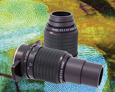 Precision UV-Visible lens for forensic crime scene analysis